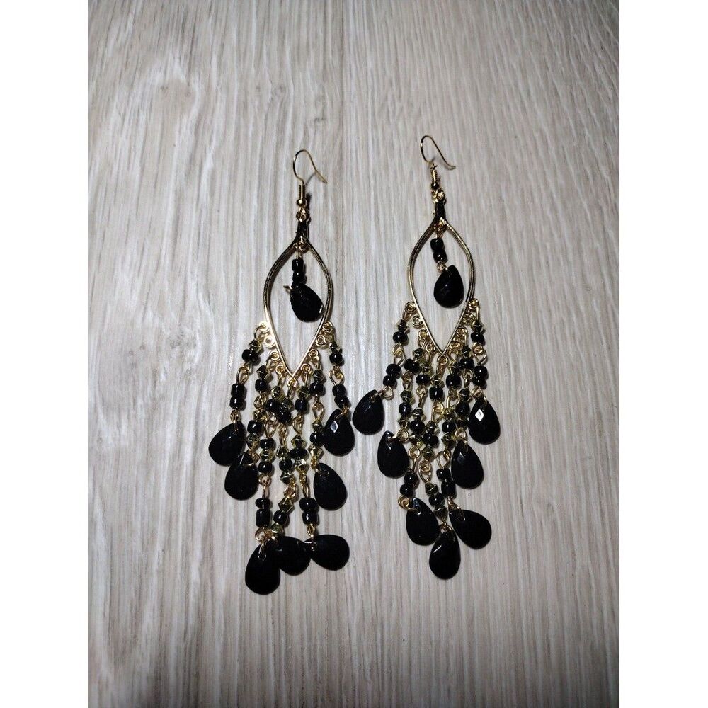 Handmade Chandelier Earrings (2pc Set) – Gold Tone Dangle Jewelry – New - Picture 4 of 4
